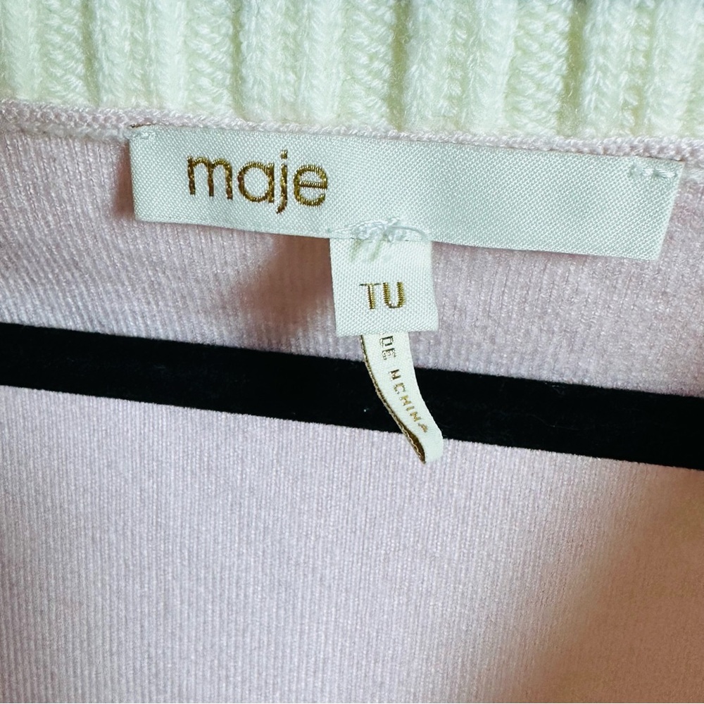 Maje PINK Women's Monette Striped Short Sleeve Edge Sweater Vest US One Size - Picture 15 of 17